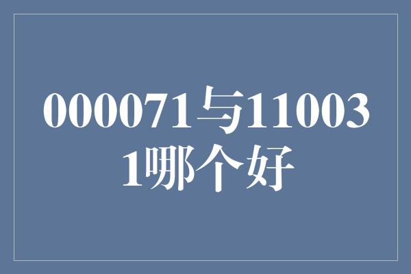 000071与110031哪个好