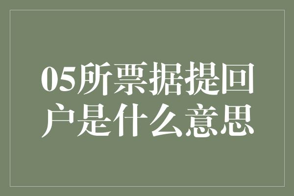 05所票据提回户是什么意思