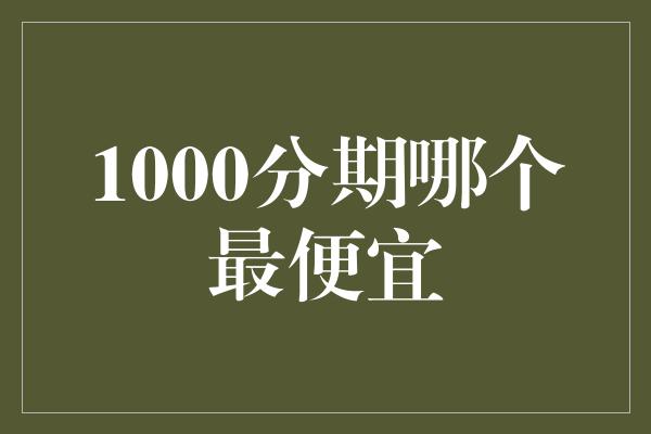 1000分期哪个最便宜