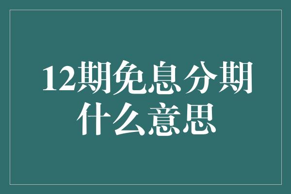 12期免息分期什么意思