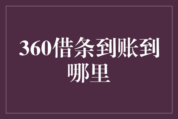 360借条到账到哪里