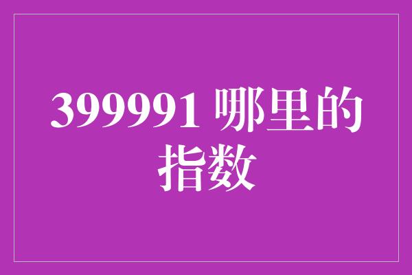 399991 哪里的指数