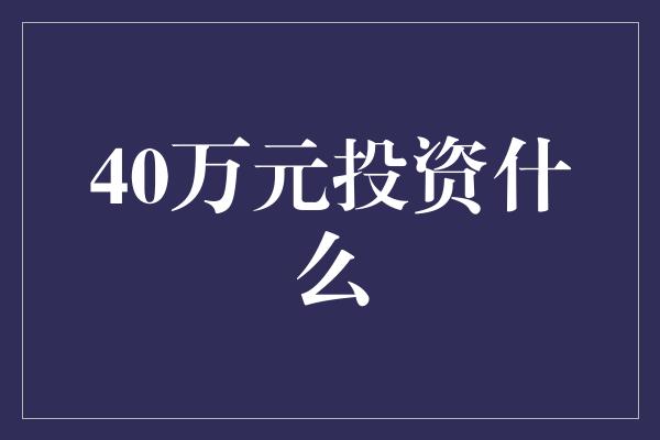 40万元投资什么