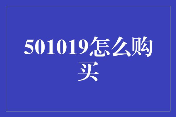 501019怎么购买