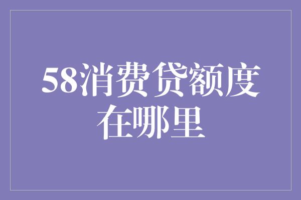 58消费贷额度在哪里