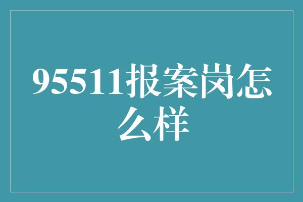 95511报案岗怎么样