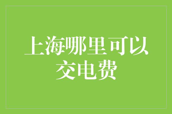 上海哪里可以交电费