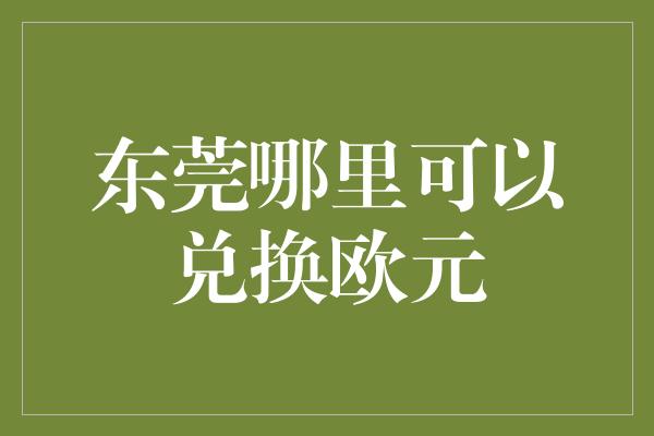 东莞哪里可以兑换欧元