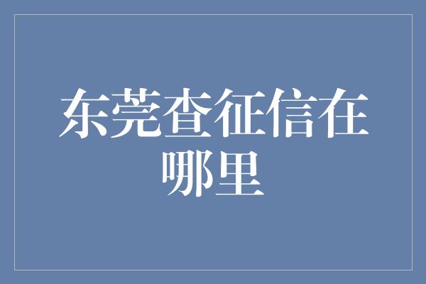 东莞查征信在哪里