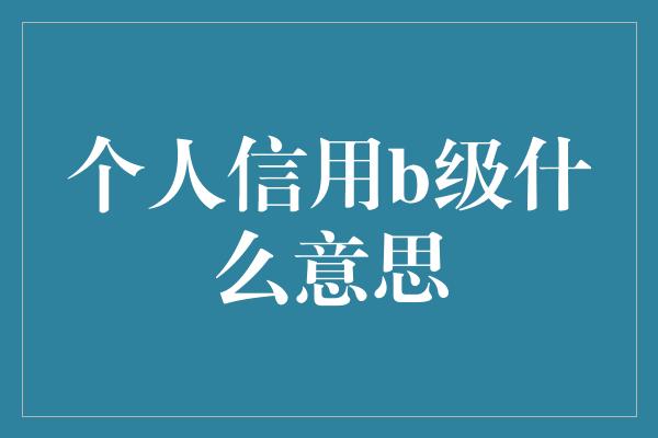 个人信用b级什么意思