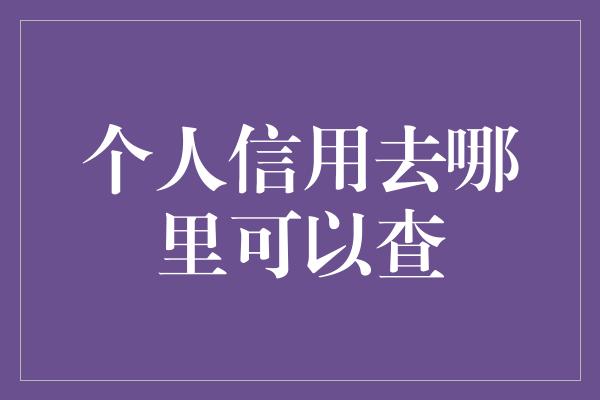 个人信用去哪里可以查