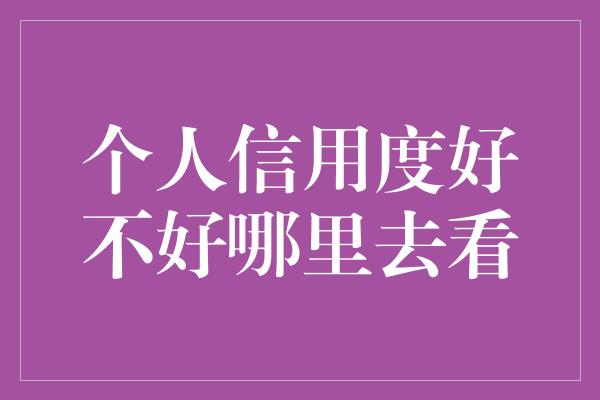 个人信用度好不好哪里去看