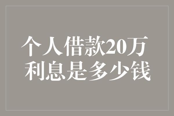 个人借款20万 利息是多少钱