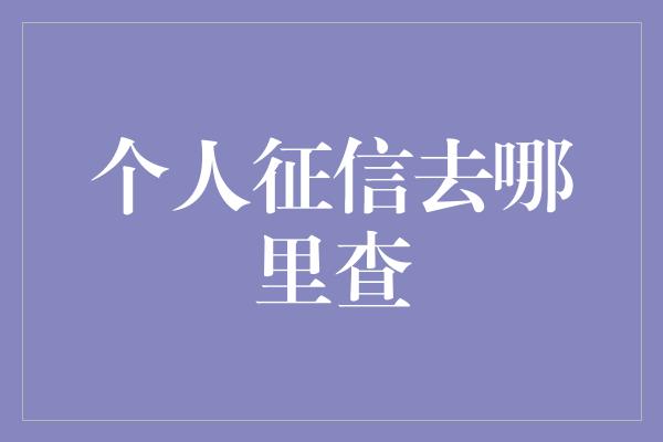 个人征信去哪里查