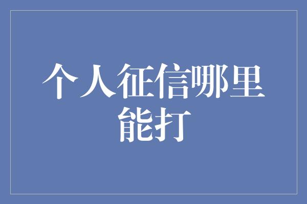 个人征信哪里能打