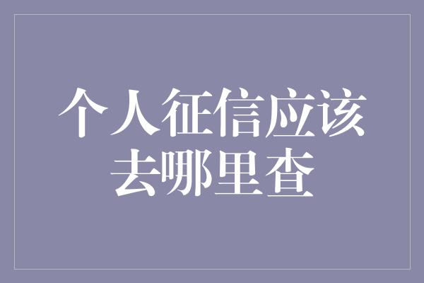 个人征信应该去哪里查