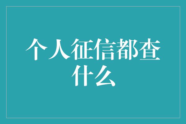 个人征信都查什么