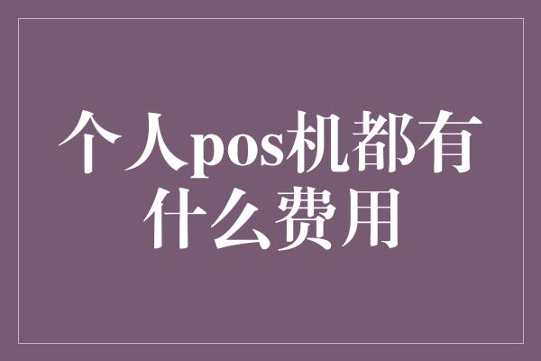 个人pos机都有什么费用