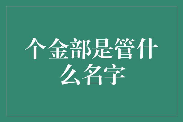 个金部是管什么名字