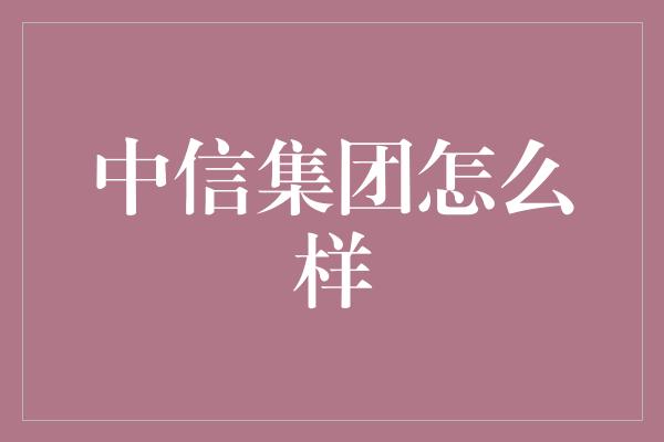 中信集团怎么样