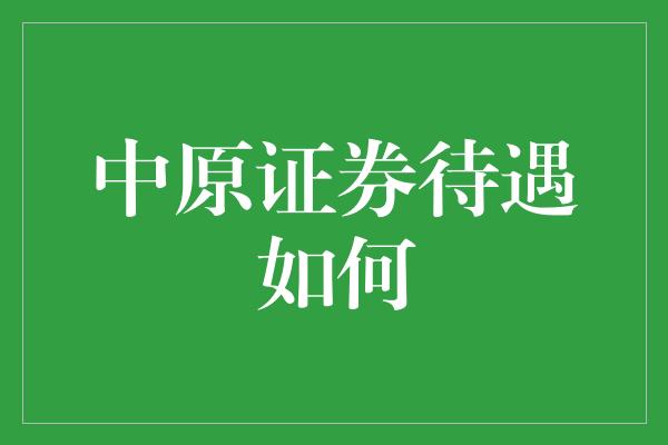 中原证券待遇如何