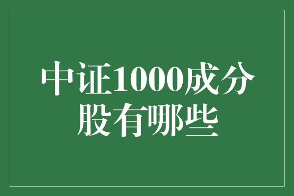 中证1000成分股有哪些