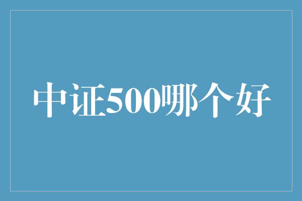 中证500哪个好