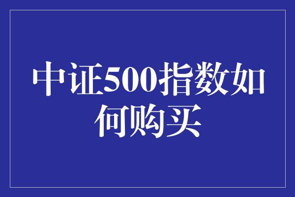 中证500指数如何购买