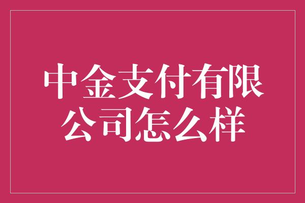 中金支付有限公司怎么样