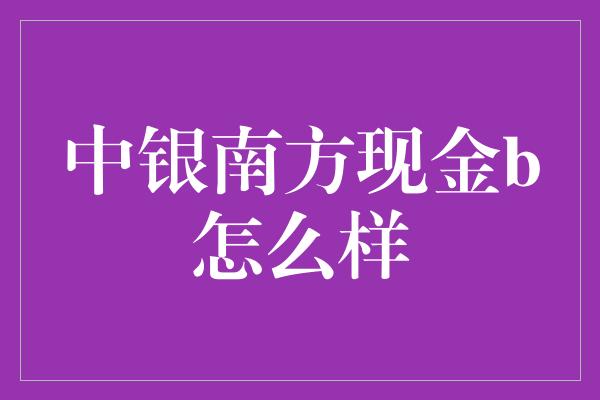 中银南方现金b怎么样