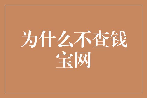 为什么不查钱宝网