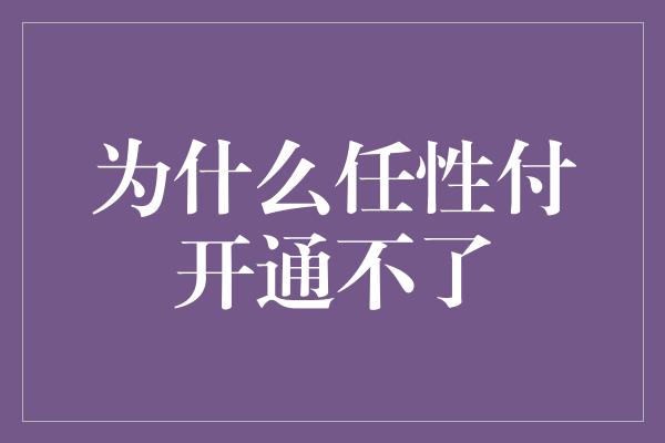 为什么任性付开通不了