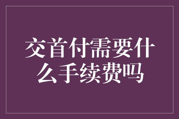 交首付需要什么手续费吗