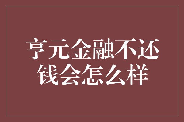 亨元金融不还钱会怎么样