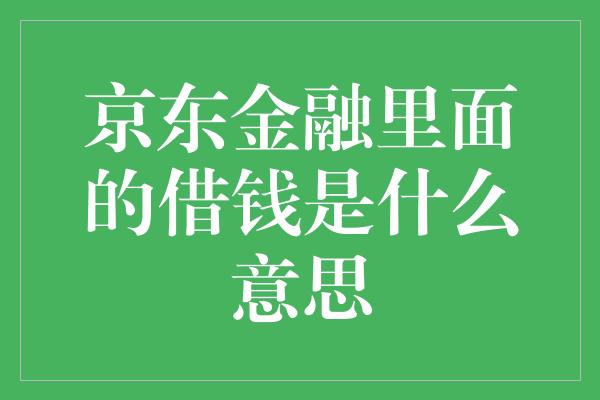 京东金融里面的借钱是什么意思