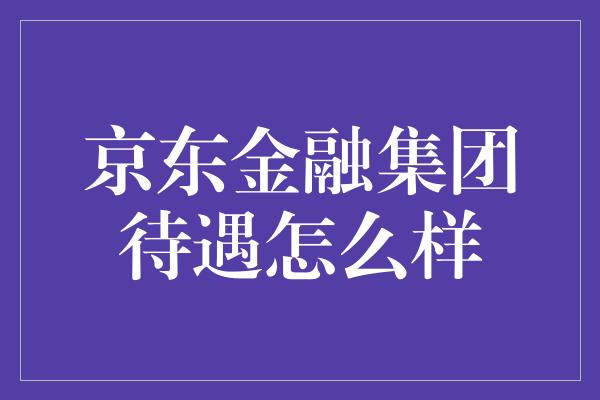 京东金融集团待遇怎么样