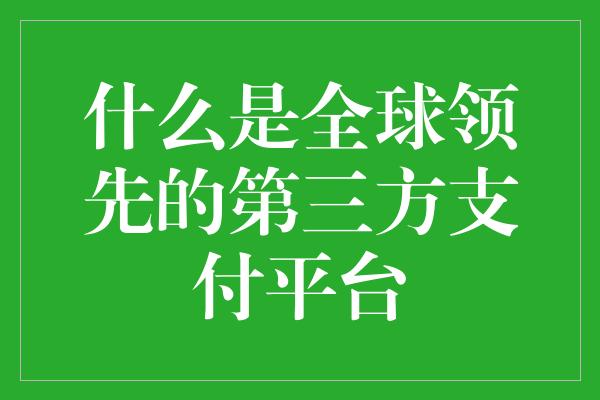 什么是全球领先的第三方支付平台