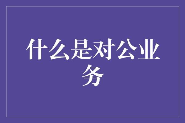 什么是对公业务