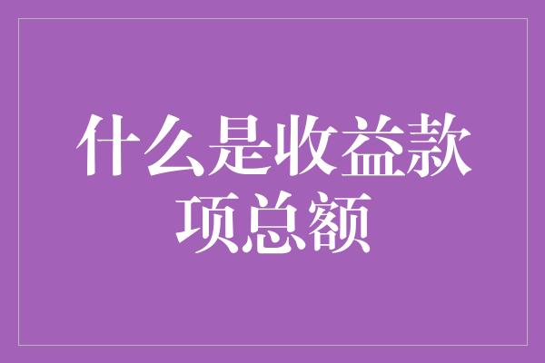 什么是收益款项总额