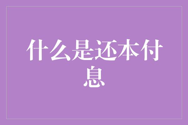 什么是还本付息