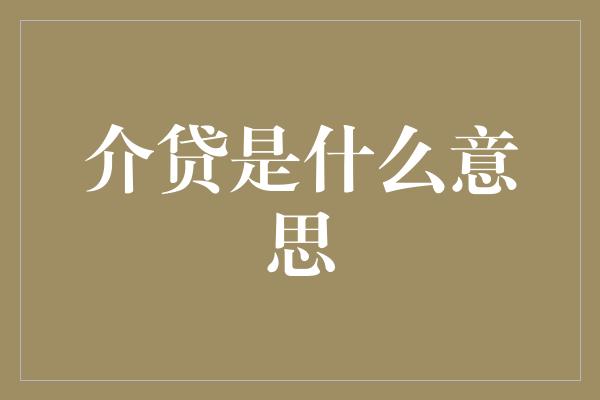 介贷是什么意思