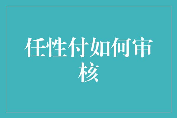 任性付如何审核