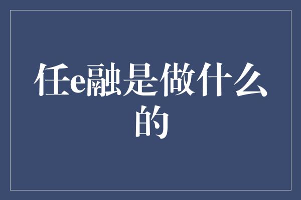 任e融是做什么的