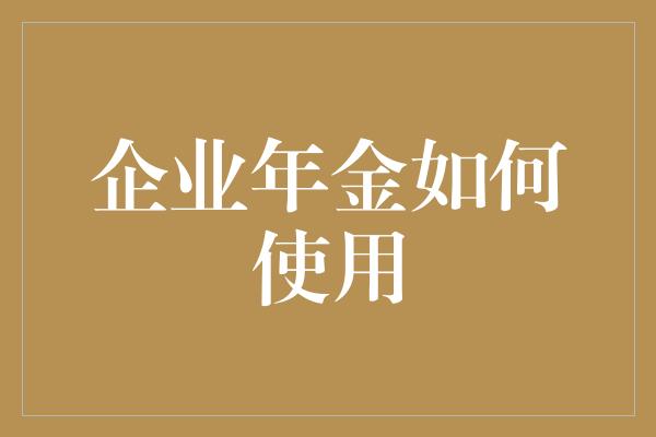 企业年金如何使用