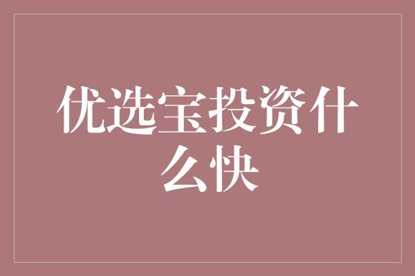 优选宝投资什么快