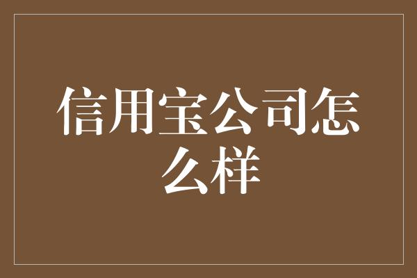 信用宝公司怎么样