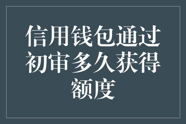 信用钱包通过初审多久获得额度