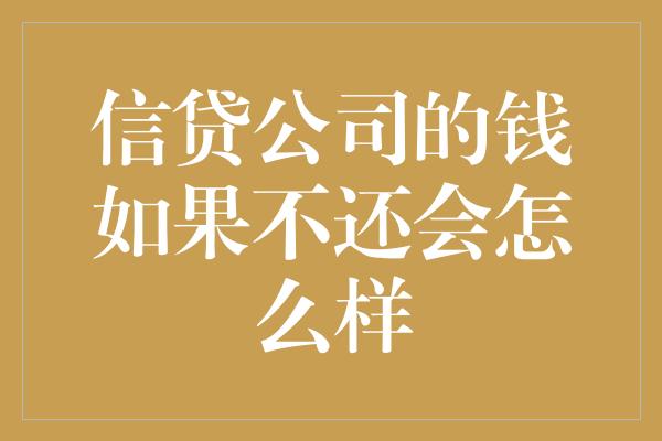 信贷公司的钱如果不还会怎么样