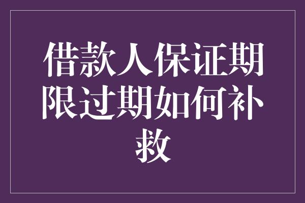 借款人保证期限过期如何补救