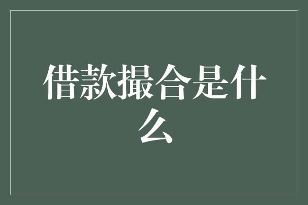 借款撮合是什么